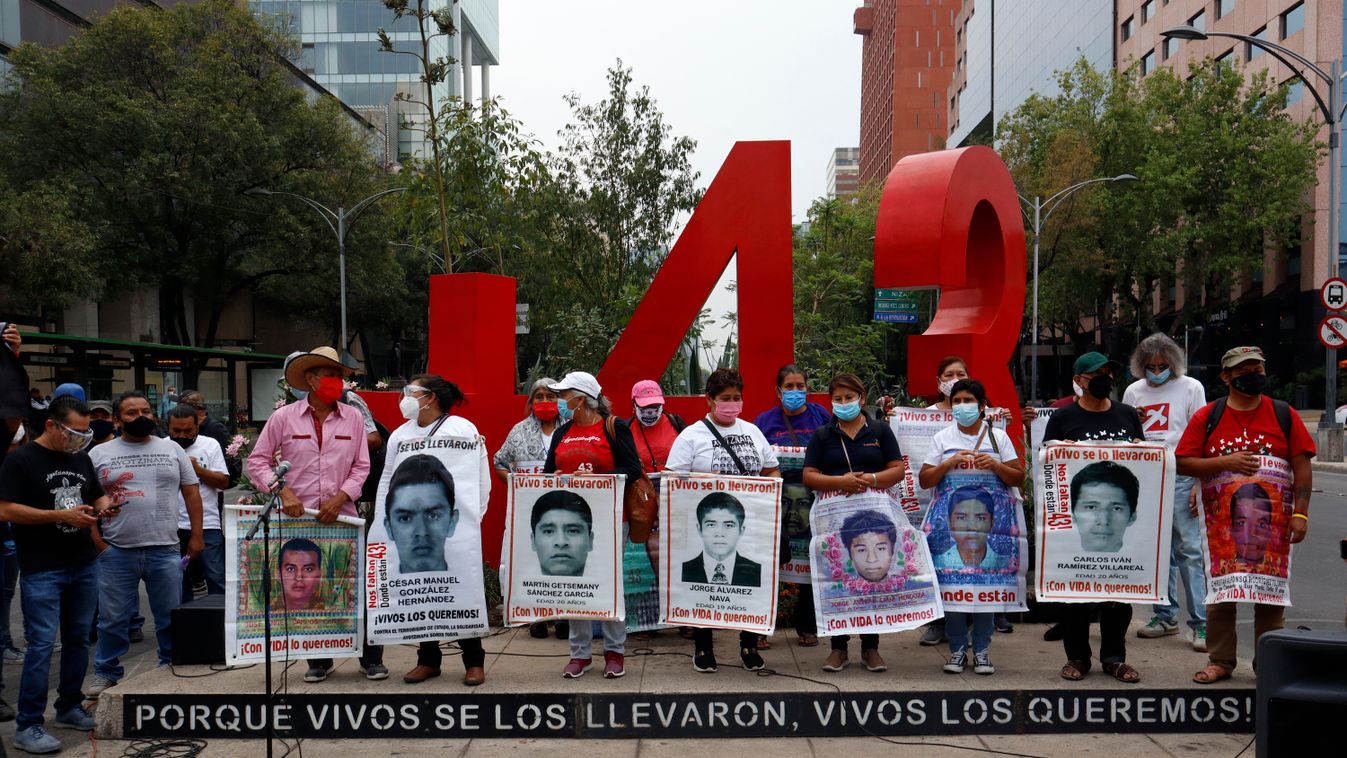 Relatives Of The 43 Ayotzinapa Students Disappeared Demand Justice demand march protest protesters demonstrators 43 students Normal Raul Isidro Burgos School ayotzinapa 7th anniversary Horizontal SOCIAL ISSUES JUSTICE 