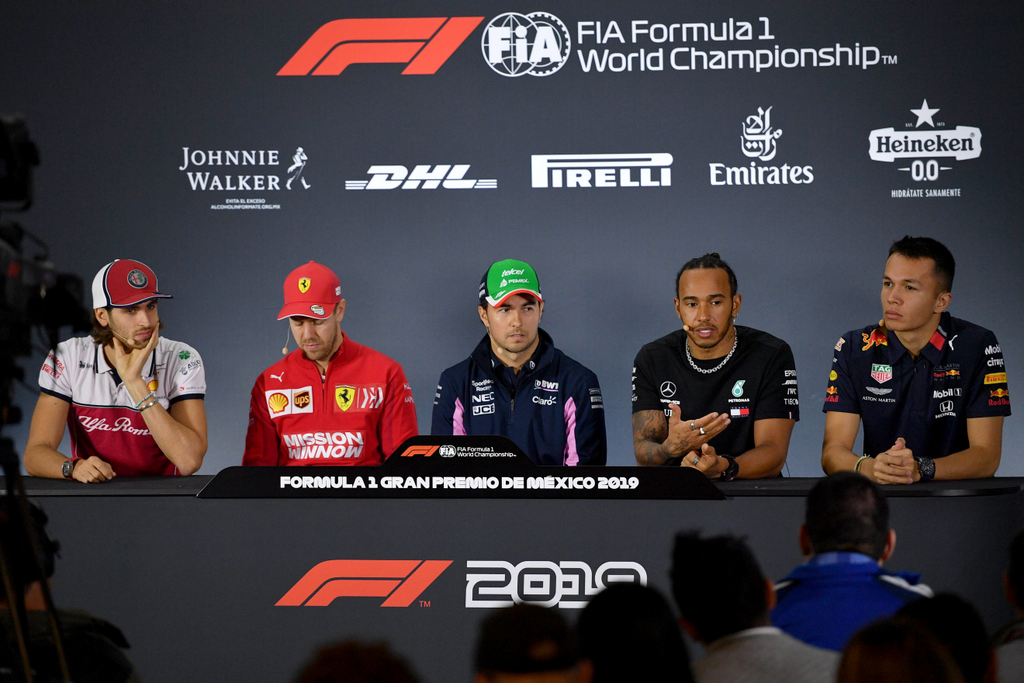 Forma-1, Antonio Giovinazzi, Sebastian Vettel, Sergio Pérez, Lewis Hamilton, Alexander Albon, Mexikói Nagydíj 