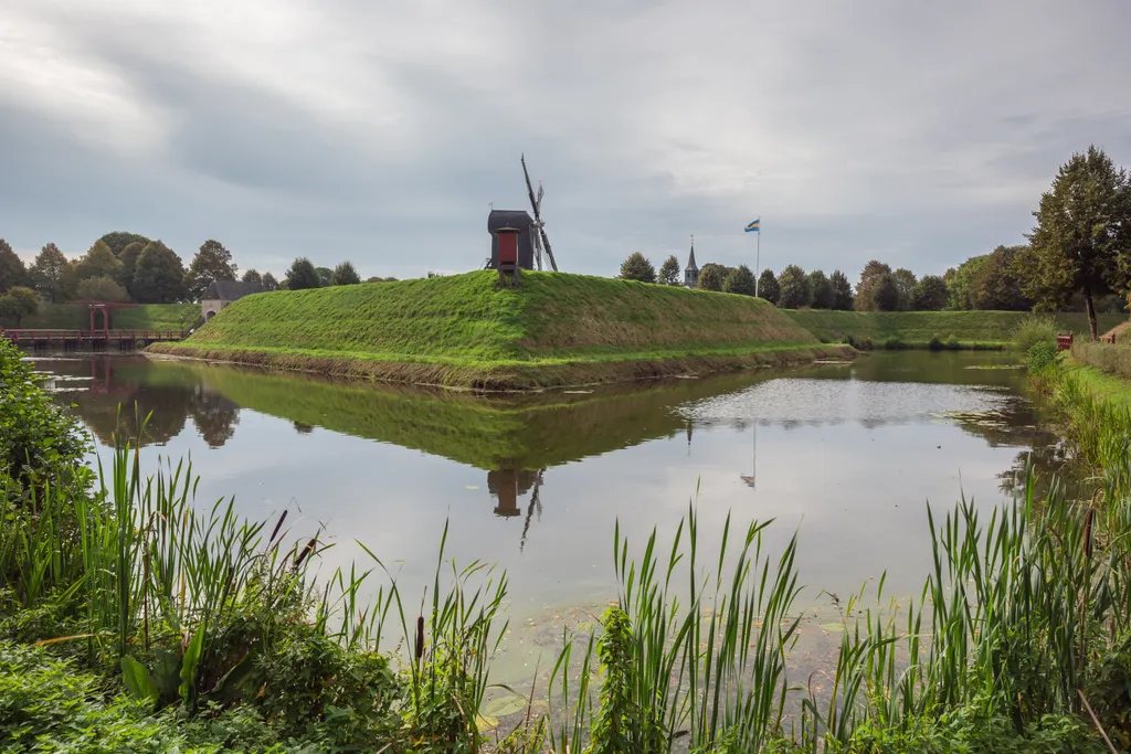 Hollandia, Erőd, Bourtange, csillagerőd, 1500-as évek, Groningen régió, 1593, falu 