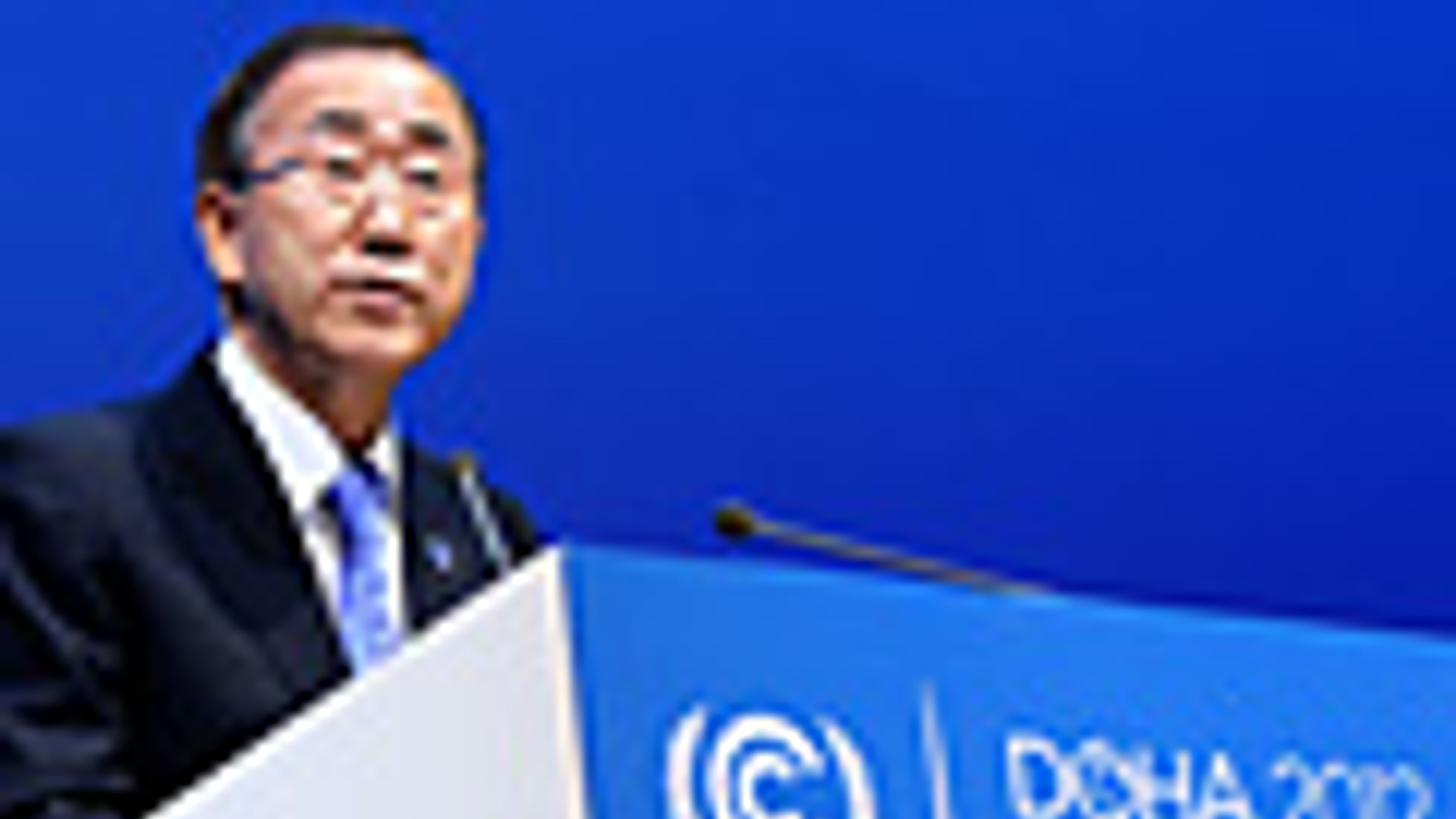 doha, klímakonferencia, Ban Ki-moon, Pan Gimun ENSZ főtitkár beszél 2012 december 4. 