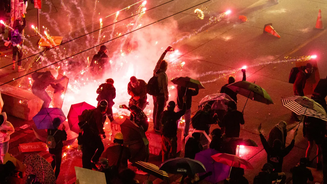 Suspect In Custody After Driving Into Protest And Shooting One In Seattle GettyImageRank1 CONFRONTATION Conflict HORIZONTAL Protest USA Washington State Seattle LAW POLITICS Protestor Photography Politics and Government Topix Bestof Bestpix Black Lives Ma