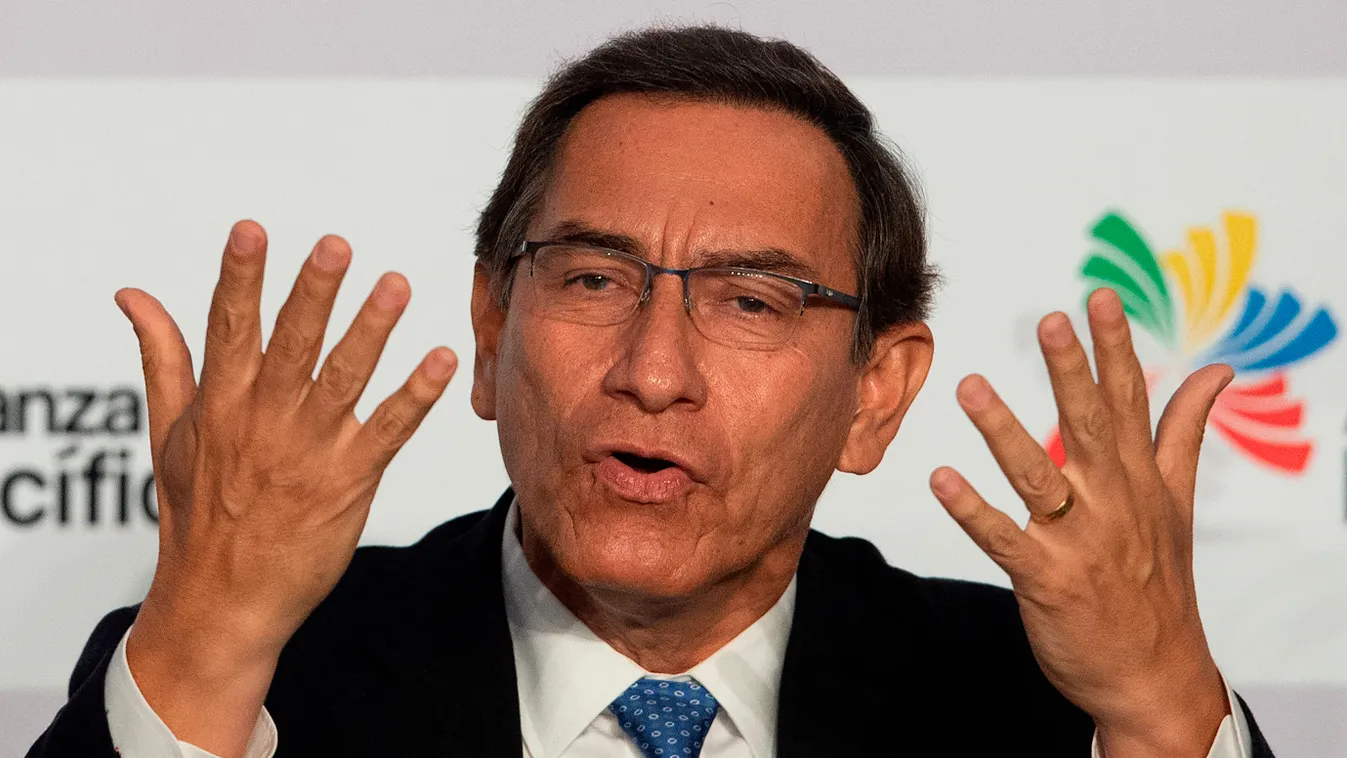 summit Horizontal (FILES) In this file photo taken on July 5, 2019 Peruvian President Martin Vizcarra speaks during "The Pacific Alliance for the New Decade" meeting in the framework of the Pacific Alliance Summit, in Lima. - The government of Peruvian pr