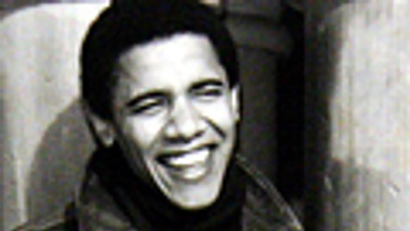 A fiatal Barack Obama, a Harvard Law School oszlopai között