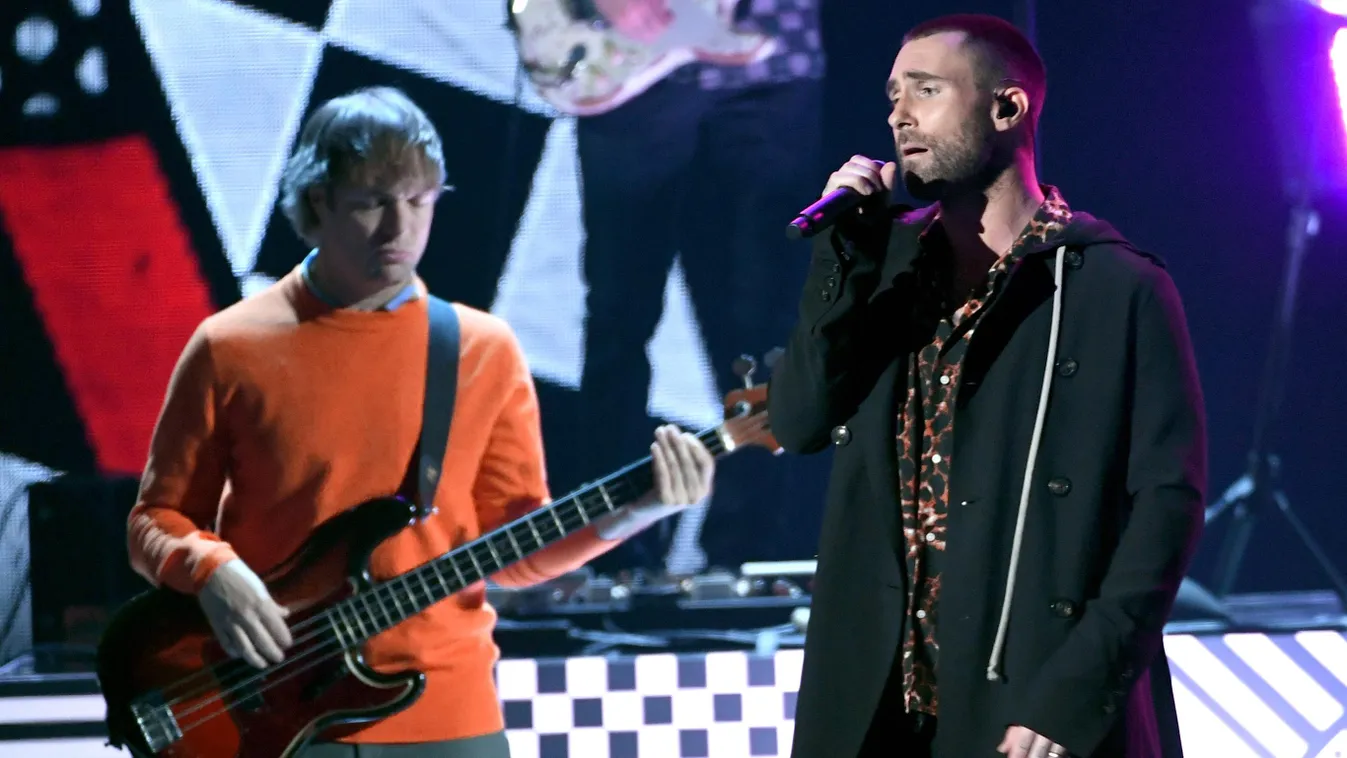 2018 iHeartRadio Music Awards - Show GettyImageRank1 People Performance HORIZONTAL THREE QUARTER LENGTH USA California MUSIC Broadcasting Two People Photography Inglewood Adam Levine - Singer Mickey Madden Maroon 5 Arts Culture and Entertainment The Forum