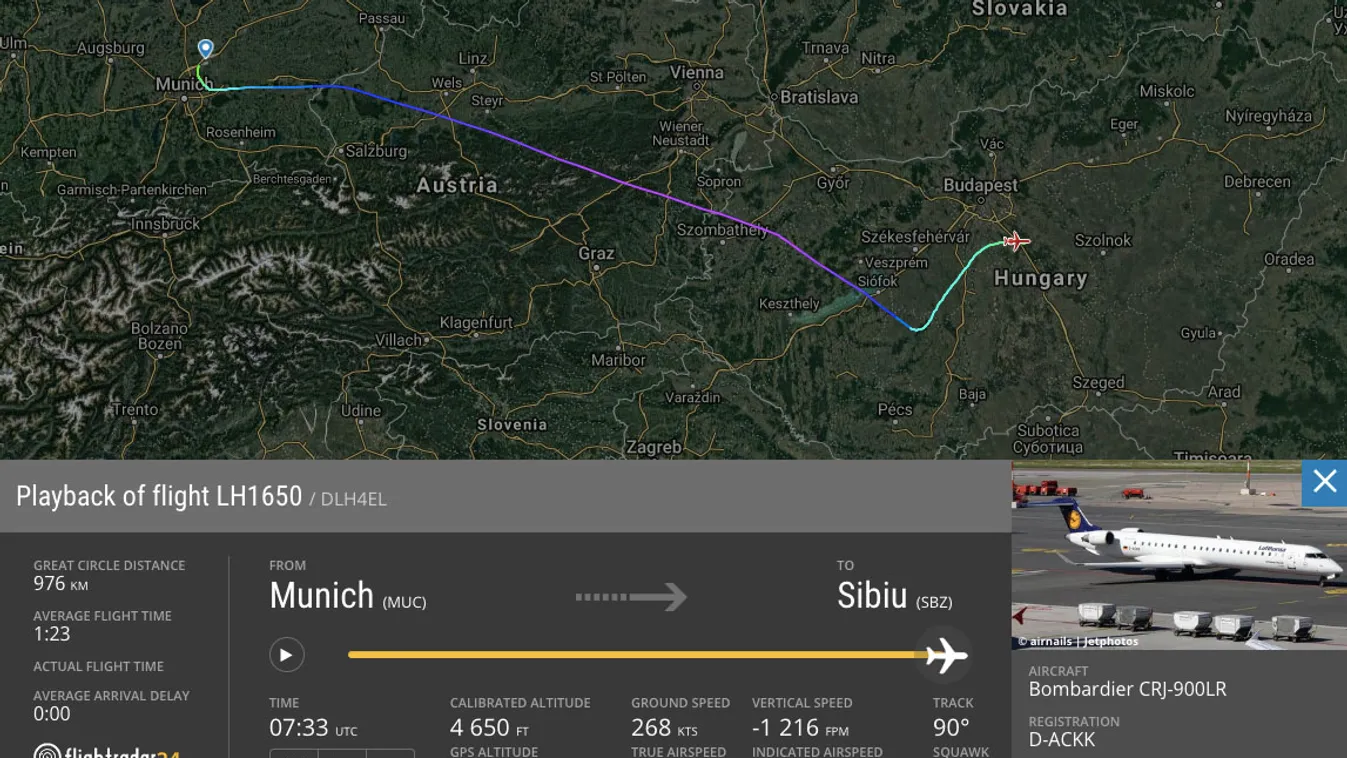 kényszerleszállás, Lufthansa, München – Nagyszeben,Magyarország 