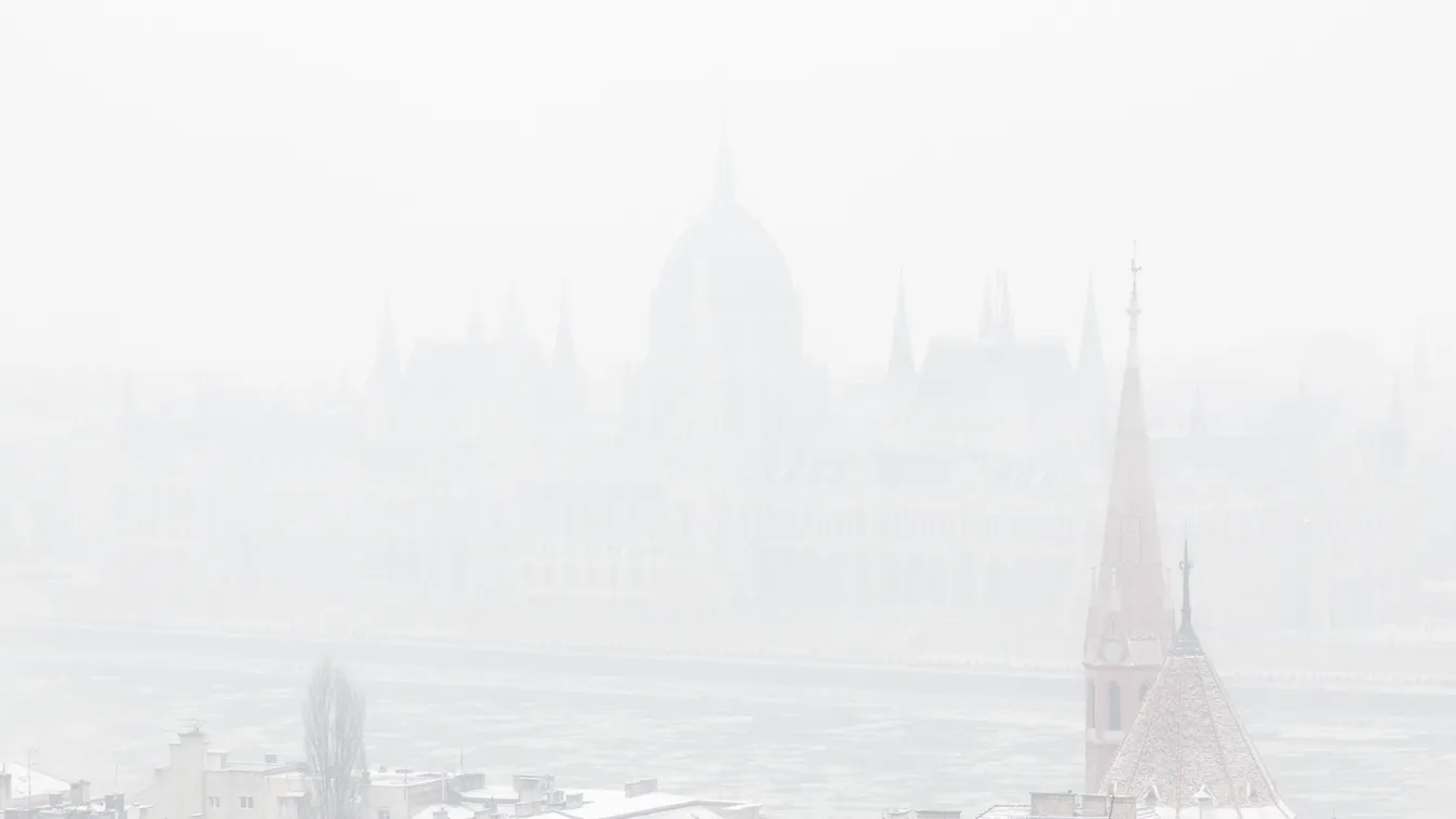tél hó időjárás budapest illusztráció budai vár parlament köd Téli időjárás Budapesten 