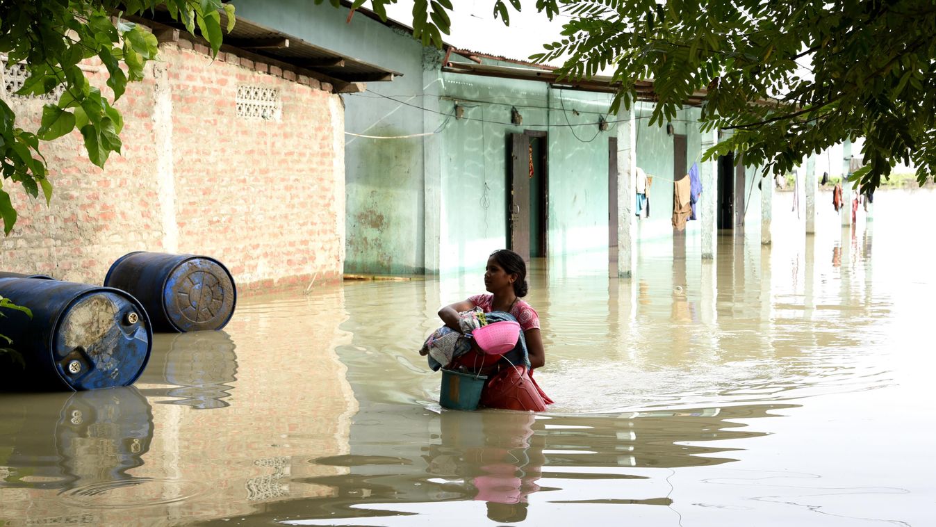 monszun, áradás, India, Assam 