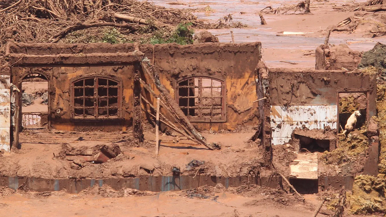 Damage caused in Bento Rodrigues, Mariana district of Minas Gerais, which was hit by mining waste after Samarco company's dam break SQUARE FORMAT 