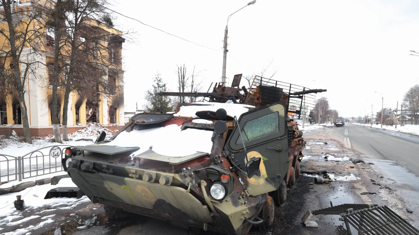 Ukrán válság 2022, ukrán, orosz, háború, orosz-ukrán háború, ukrán konfliktus, harc, Ukrajna, Harkov, orosz páncélozott harci jármű, kiégett, megsemmisült 