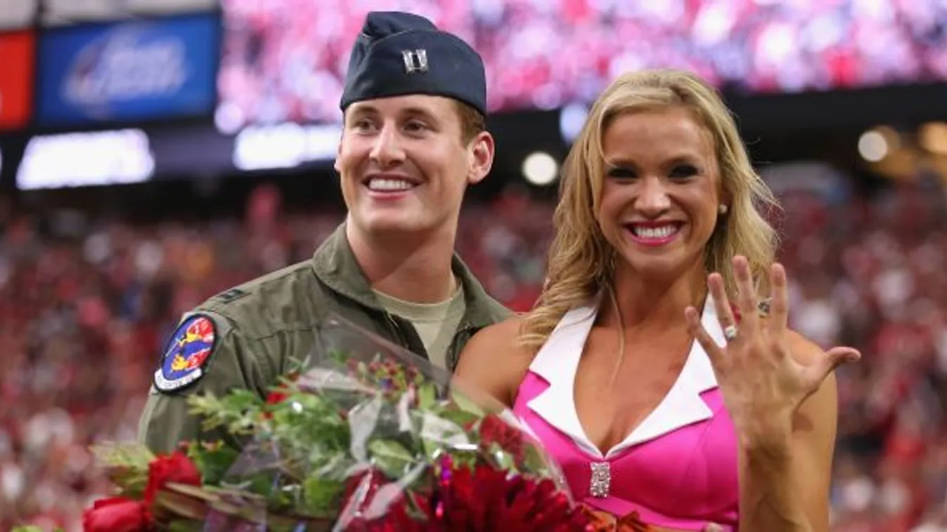 Washington Redskins v Arizona Cardinals GettyImageRank3 STAND Planning SPORT HORIZONTAL Looking At Camera Waist Up AMERICAN FOOTBALL AIR FORCE USA STADIUM US Air Force CHEERLEADER PORTRAIT Arizona Cardinals Washington Redskins NFL Glendale - Arizona Unive