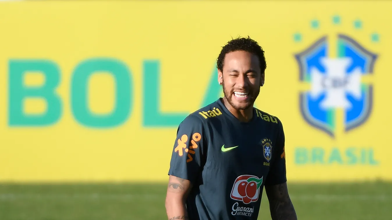 Brazil's footballer Neymar during a training session of the national team at the Granja Comary sport complex in Teresopolis 