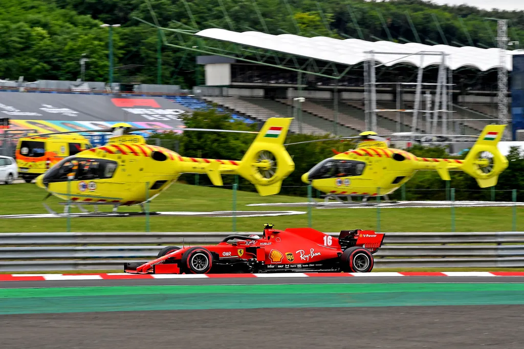 Forma-1, Charles Leclerc, Scuderia Ferrari, Magyar Nagydíj, mentőhelikopter 