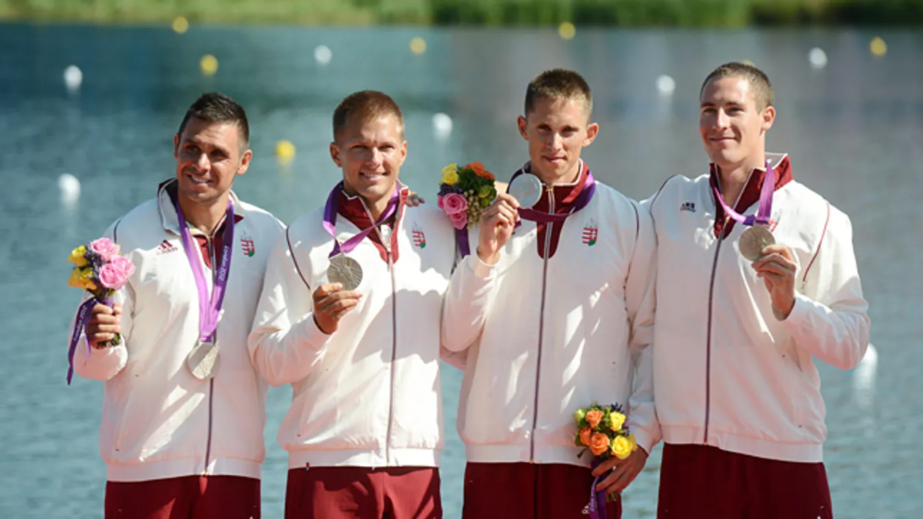 olimpia, london 2012, ezüstérmes a kajak négyes, Kammerer Zoltán, Tóth Dávid, Kulifai Tamás, Pauman Dániel 
