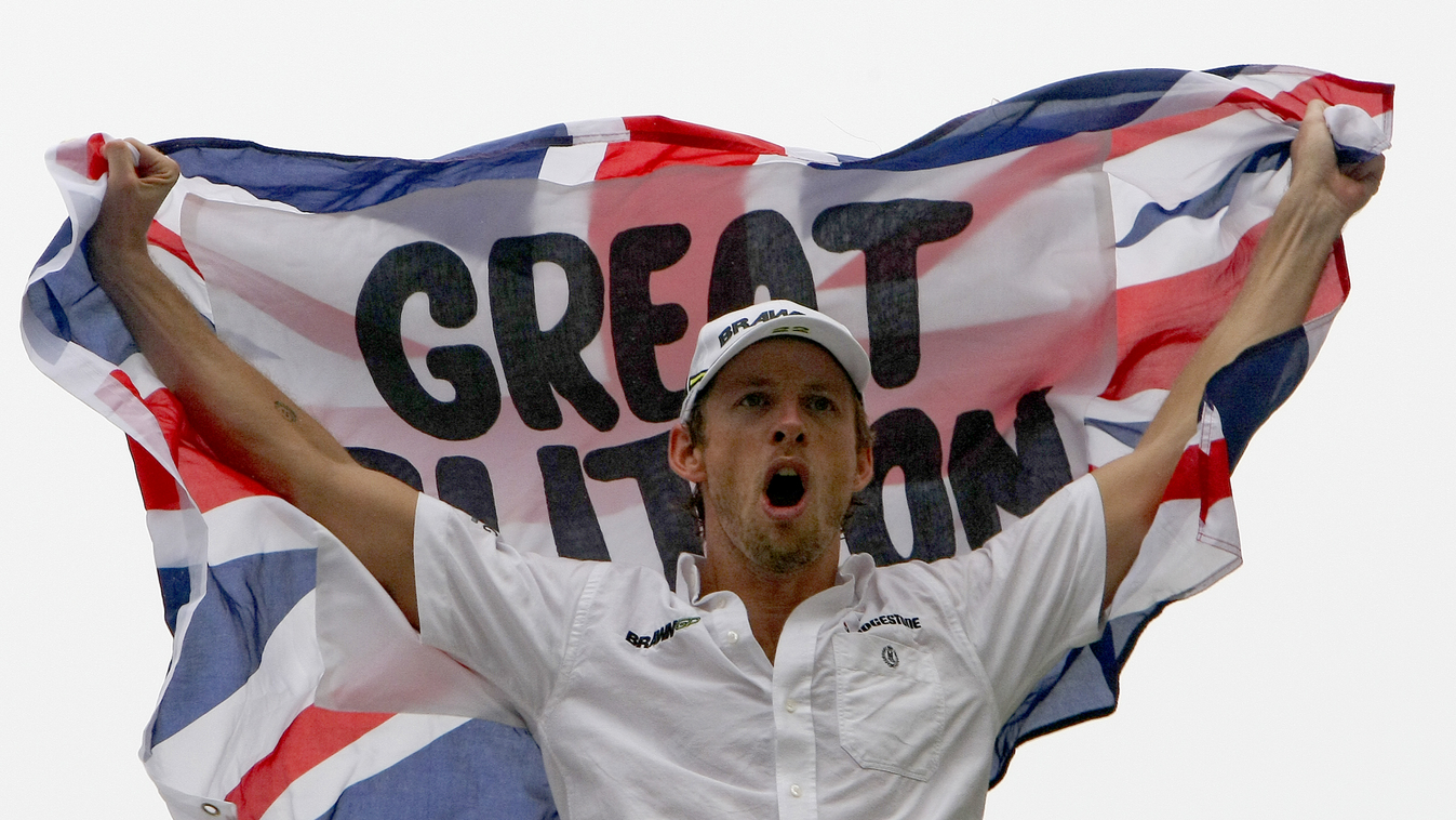 Forma-1, Jenson Button, Brawn GP, Brazil Nagydíj 2009, brit zászló 