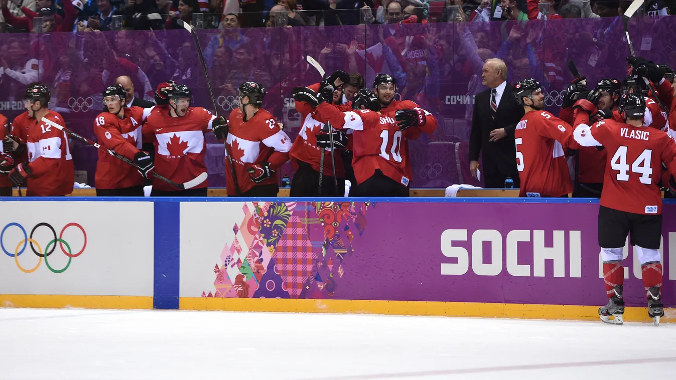 Team Canada vs Team Sweden in the men's ice hockey gold medal game at the Bolshoy Ice Dome during the Sochi 2014 Winter Olympics Team Canada vs Team USA MEN'S men Olympic GOLD MEDAL GAME 2014 Winter Olympics SOTCHI biys pucks Canadian action ATHLETE athle