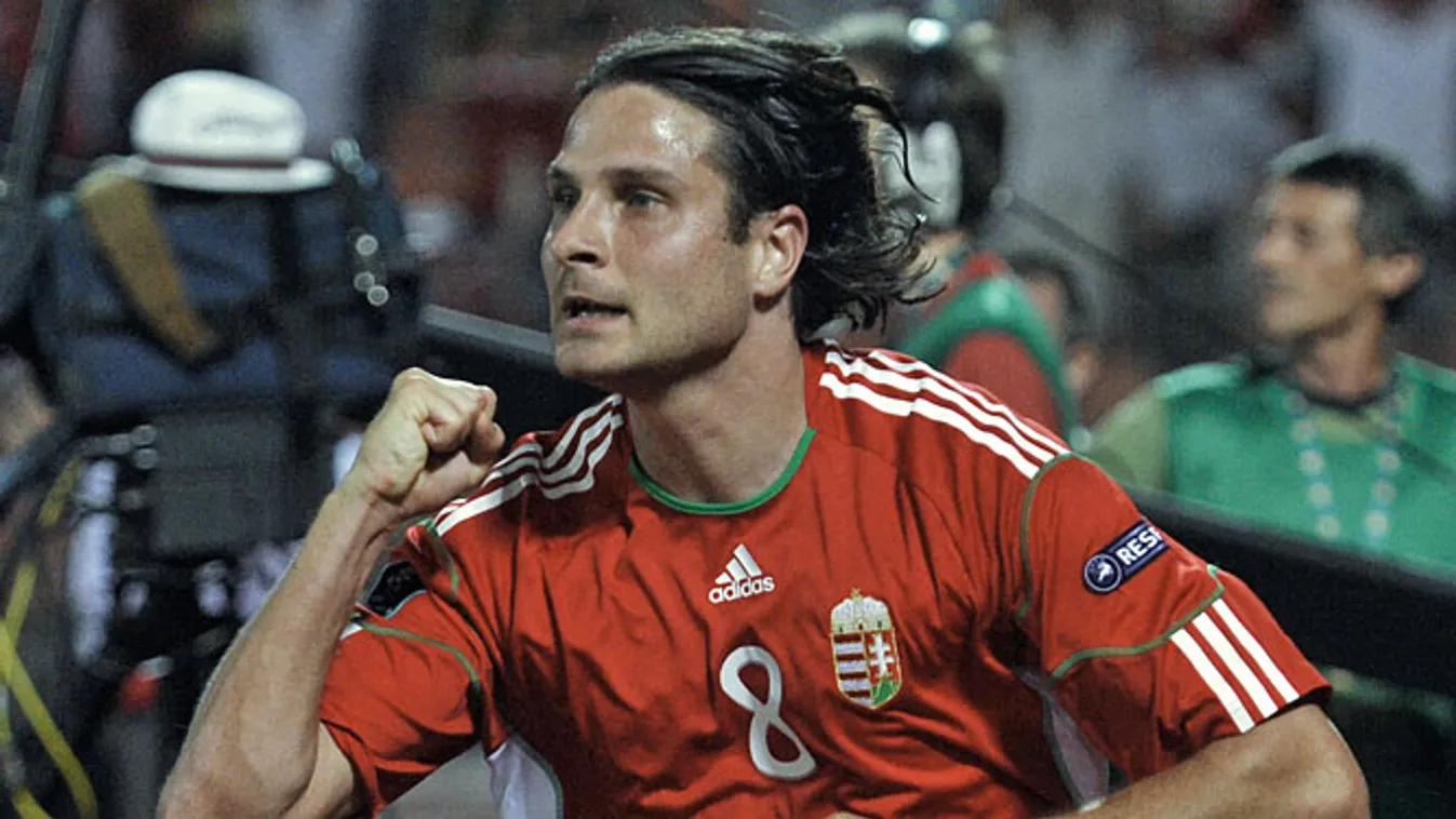 Szabics Imre, a Sturm Graz játékosa, válogatott labdarúgó, a 2012-es foci-eb Svédország ellen vívott selejtezőn 