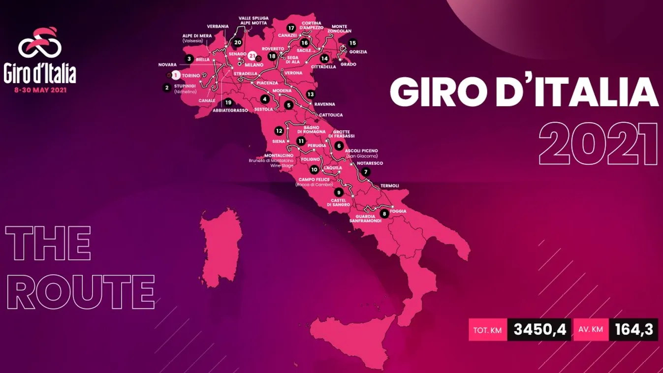 kerékpár Giro d'Italia 2021 útvonal 