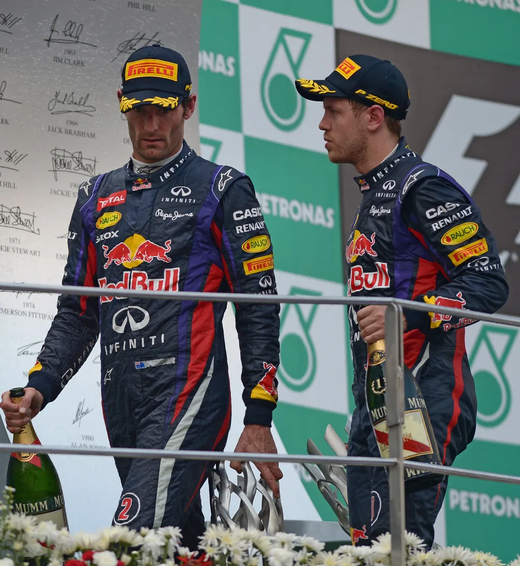 Forma-1, Mark Webber, Sebastian Vettel, Malajziai Nagydíj 2013, dobogó 