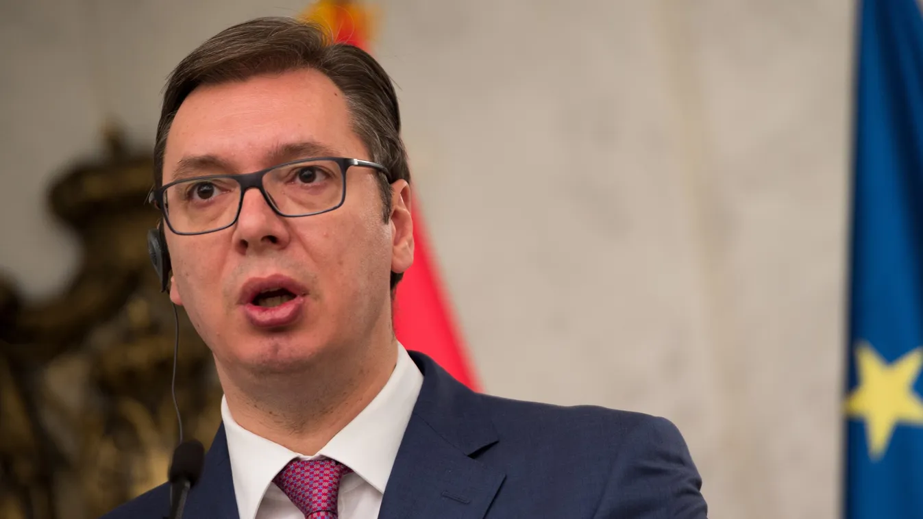 politician The newly elected Serbian president Aleksandar Vucic in Belgrade, Serbia, 12 April 2017. Thousands of Serbians took to the streets over the previous days to demonstrate against Vucic. Protestors accuse him of electoral fraud. The German foreign
