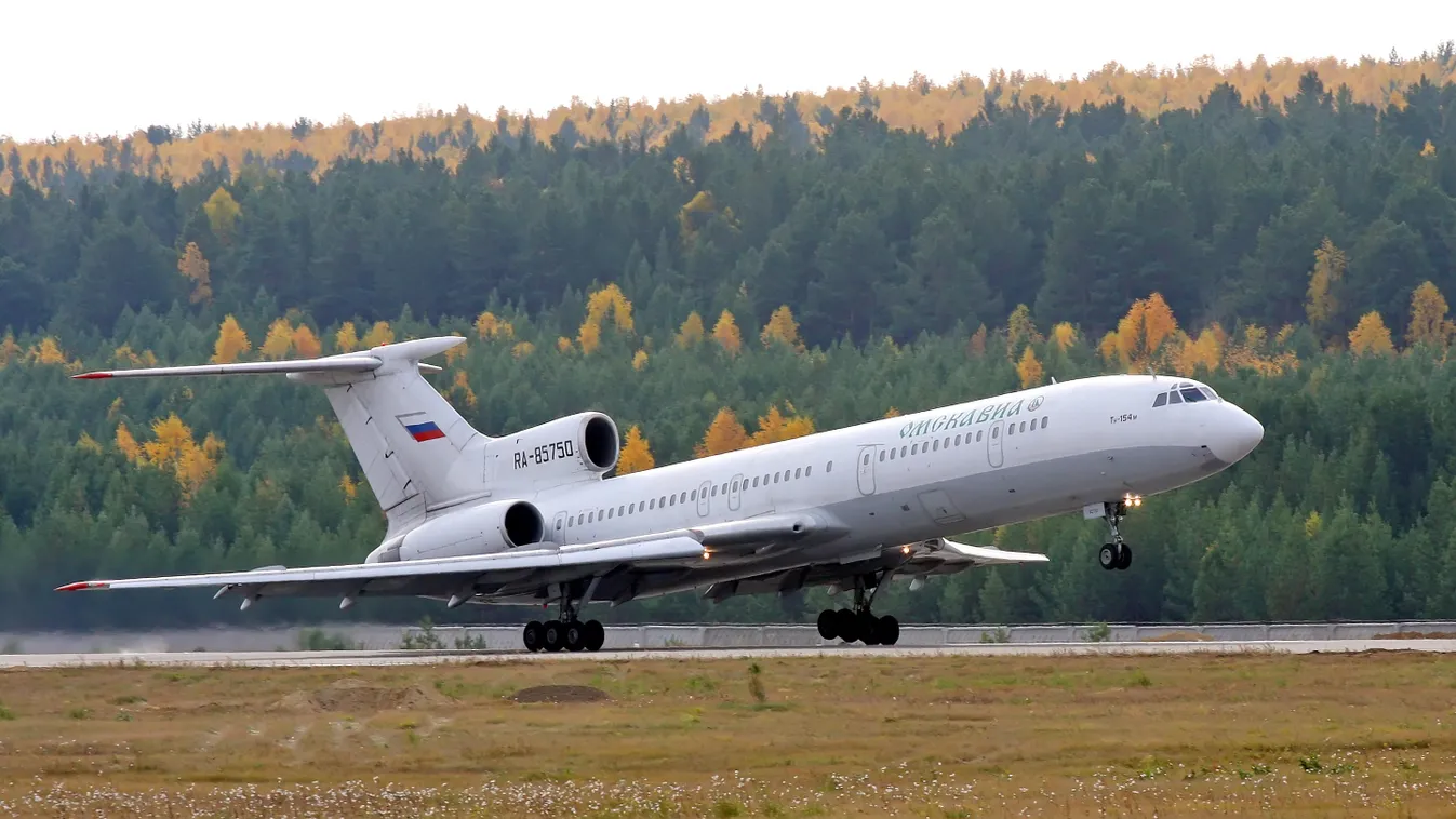 An Omskavia Tupolev Tu-154-M plane runway civil aviation HORIZONTAL 