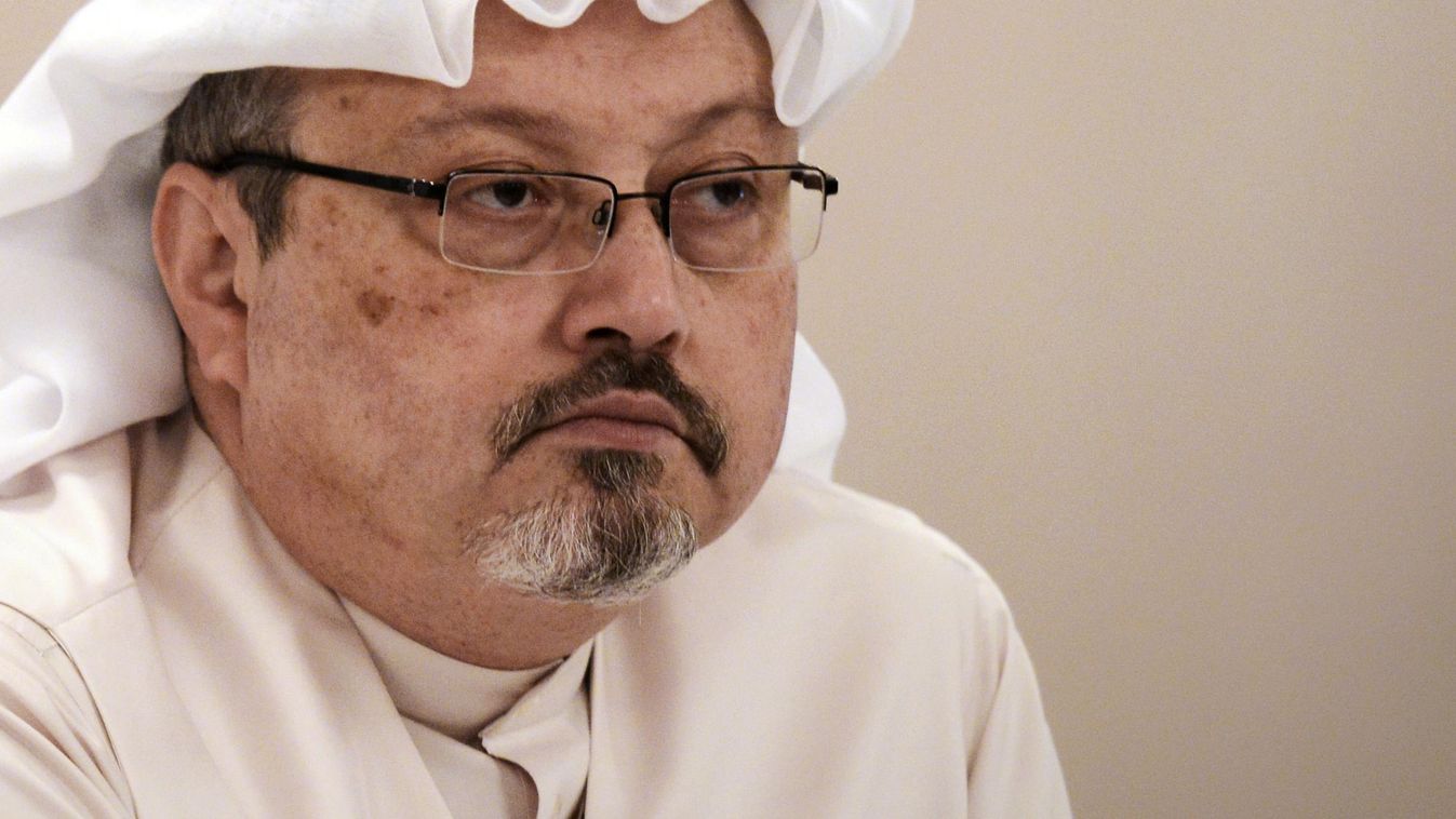 TOPSHOTS Horizontal MIDDLE EAST TELEVISION STATION PERSON-POLITICS PORTRAIT PORTRAIT-CLOSE-UP A general manager of Alarab TV, Jamal Khashoggi, looks on during a press conference in the Bahraini capital Manama, on December 15, 2014. The  pan-Arab satellite