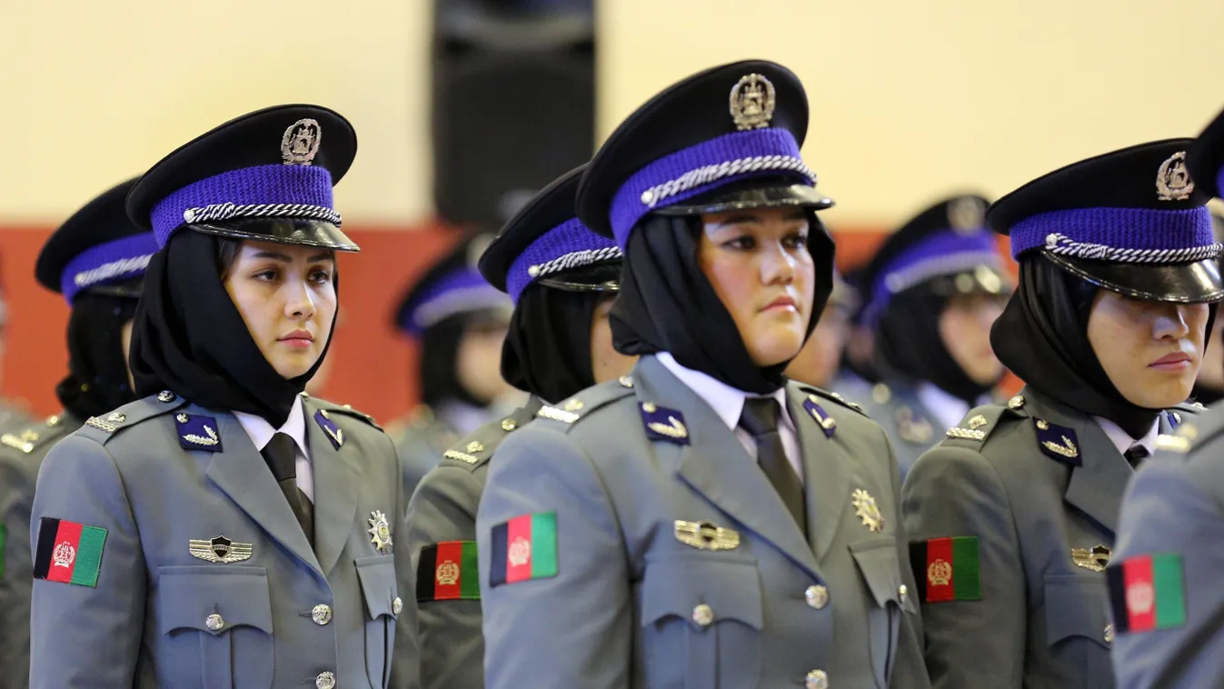 Graduation ceremony of Afghani woman police students in Turkey Afghanistan TURKEY Turkish Afghani police WOMAN women graduation ceremony commencement cop STUDENT Sivas TRAINING SQUARE FORMAT 
