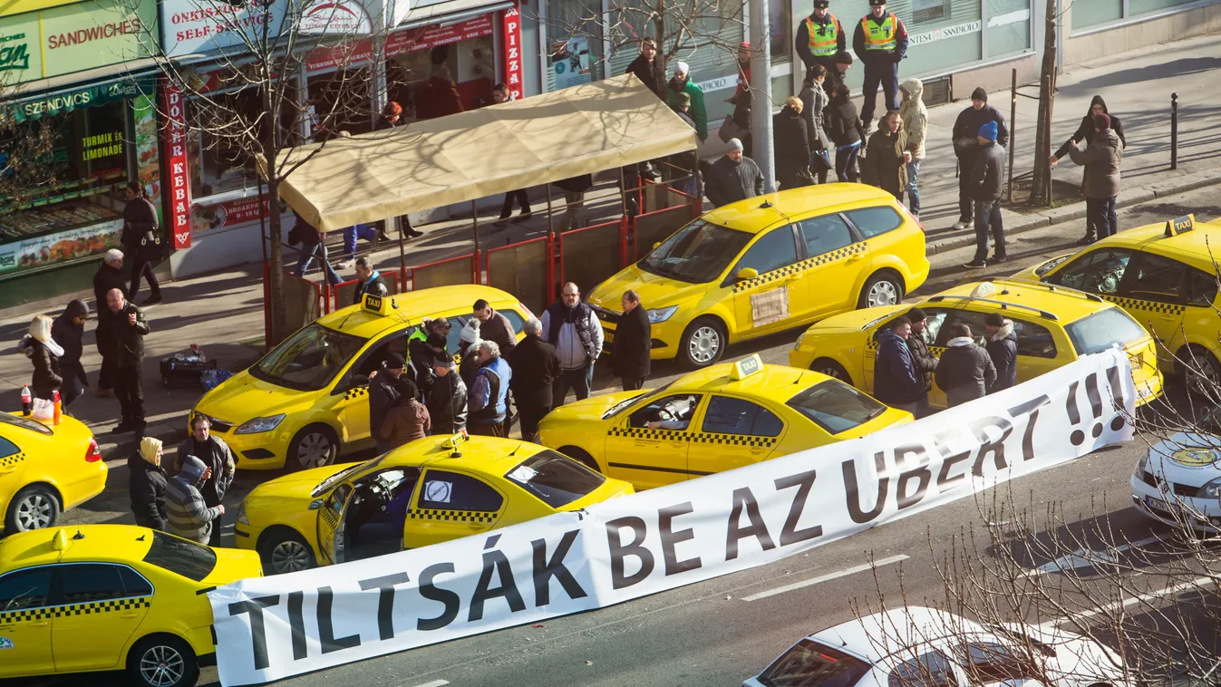 Taxis blokód Taxis tüntetés Taxi Taxis tüntetés a deák térnél. 2016 január 20 