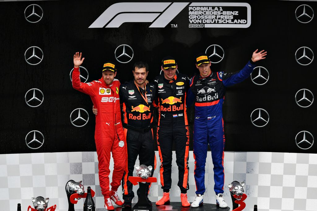 Forma-1, Sebastian Vettel, Max Verstappen, Danyiil Kvjat, Német Nagydíj 