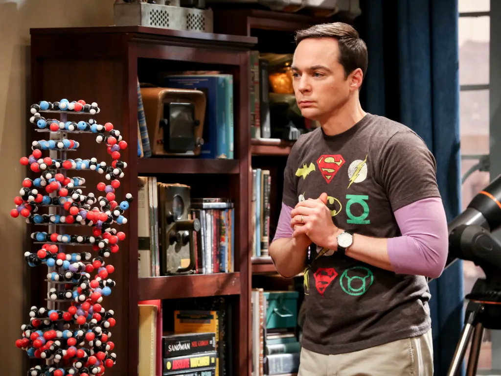 "The Stockholm Syndrome" - Pictured: Sheldon Cooper (Jim Parsons). Bernadette and Wolowitz leave their kids for the first time, Penny and Leonard try to keep a secret, Sheldon and Amy stick together, and Koothrappali makes a new friend as the gang travels