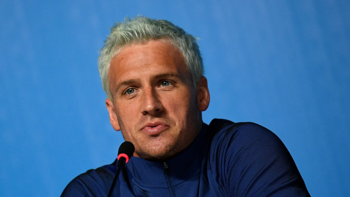 Lochte banned 14 months for anti-doping violation - USADA Horizontal SUMMER OLYMPIC GAMES SWIMMING PRESS CONFERENCE BUST HEADSHOT 