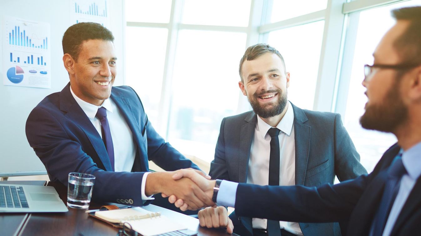 After negotiation Male Beauty Businessman Men Group Of People Young Adult Adult Handshake Greeting Gesturing Meeting Teamwork Agreement Modern Business Manager Business Person Office Worker Occupation Formalwear Corporate Business Happy businessmen handsh