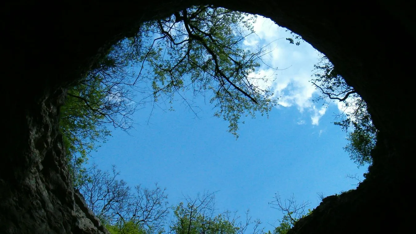 Tatabánya, barlang, Szelim,  Szelim-barlang kürtője belülről 