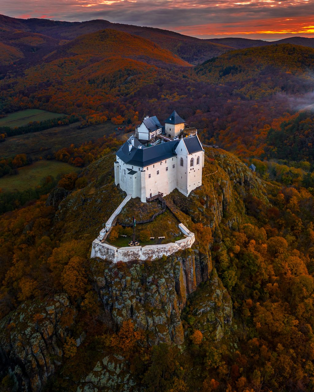 hungary drone castle Fuzer,,Hungary,-,Aerial,View,Of,The,Beautiful,Castle,Of zemplen,castle,historical,aerial,scenic,building,cloud,beautiful 