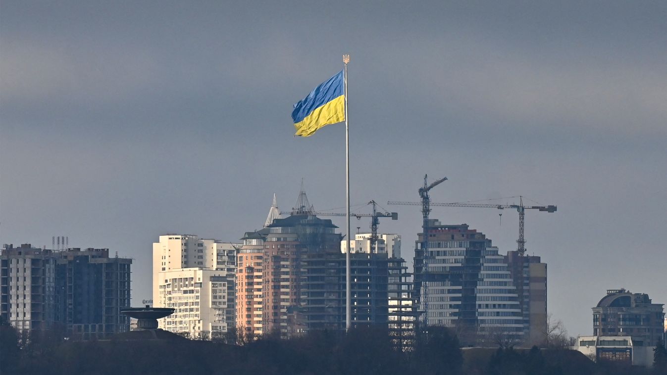 Ukrán válság 2022, ukrán, orosz, háború, Ukrajna, Kijev, zászló 