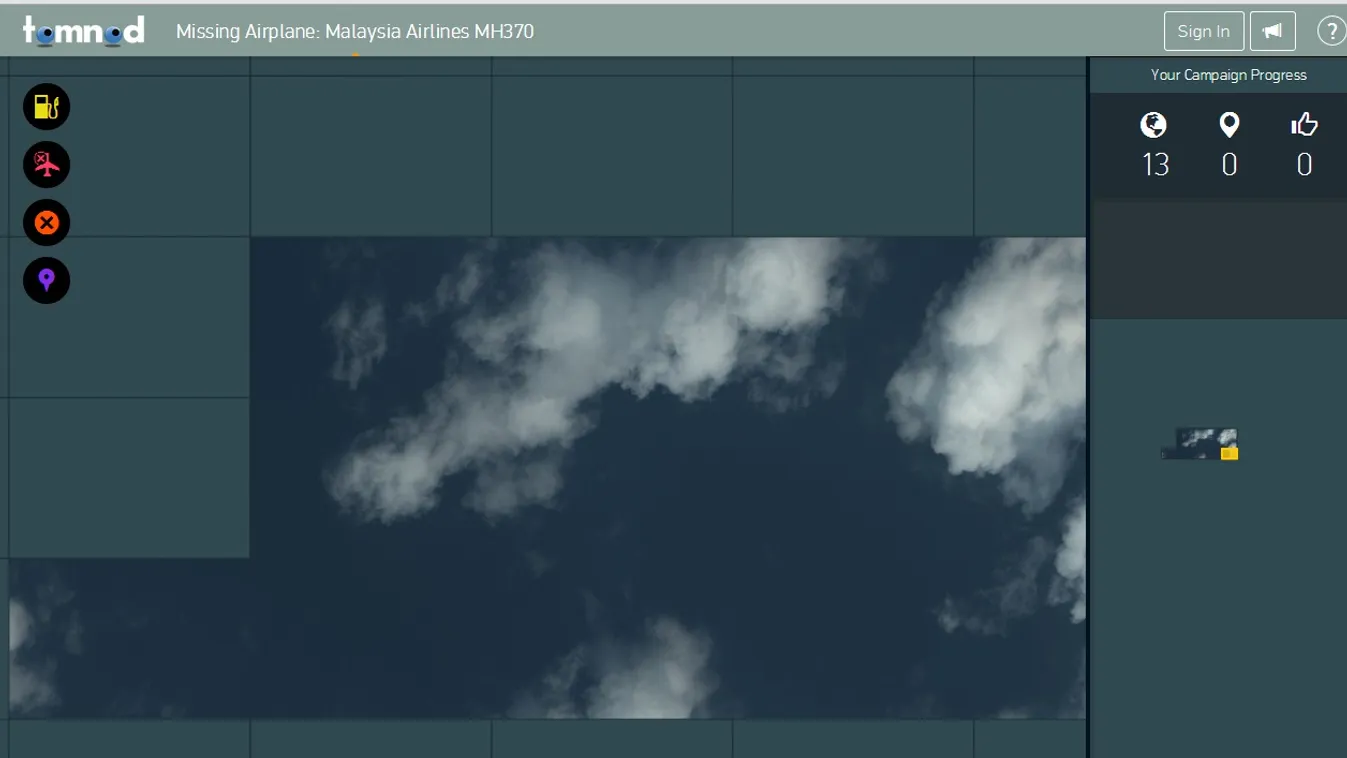 tomnod a maláj boeing 777-es roncsainak keresésére szolgáló felület 