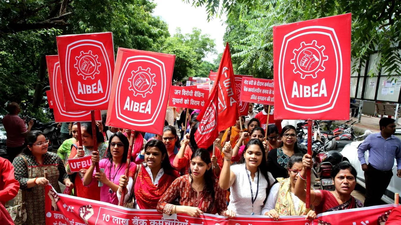 Banki dolgozók sztrájkja Indiában 