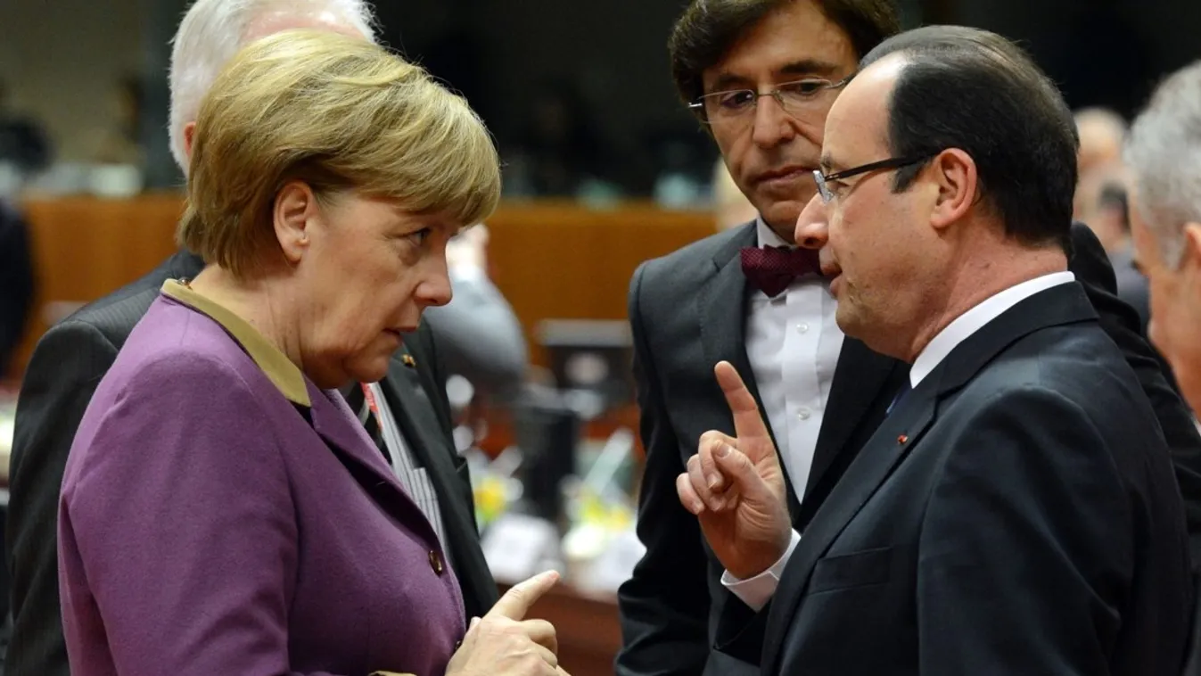 Angela Merkel német kancellár és  Francois Hollande francia államfő 