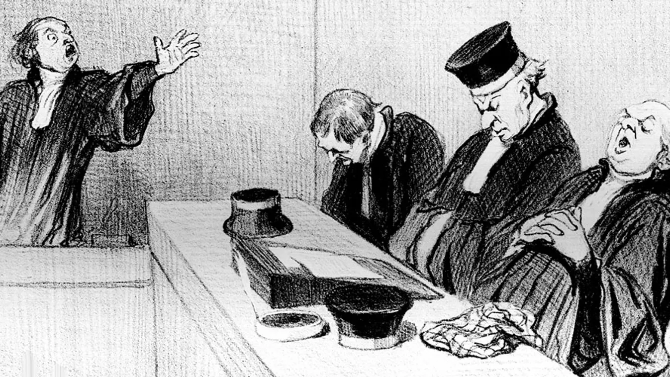 Néhány bűnöse már van a csiga lassú bíróságoknak, kevés büntető eljárás indul bírók ellen, Daumier karikatúrája 