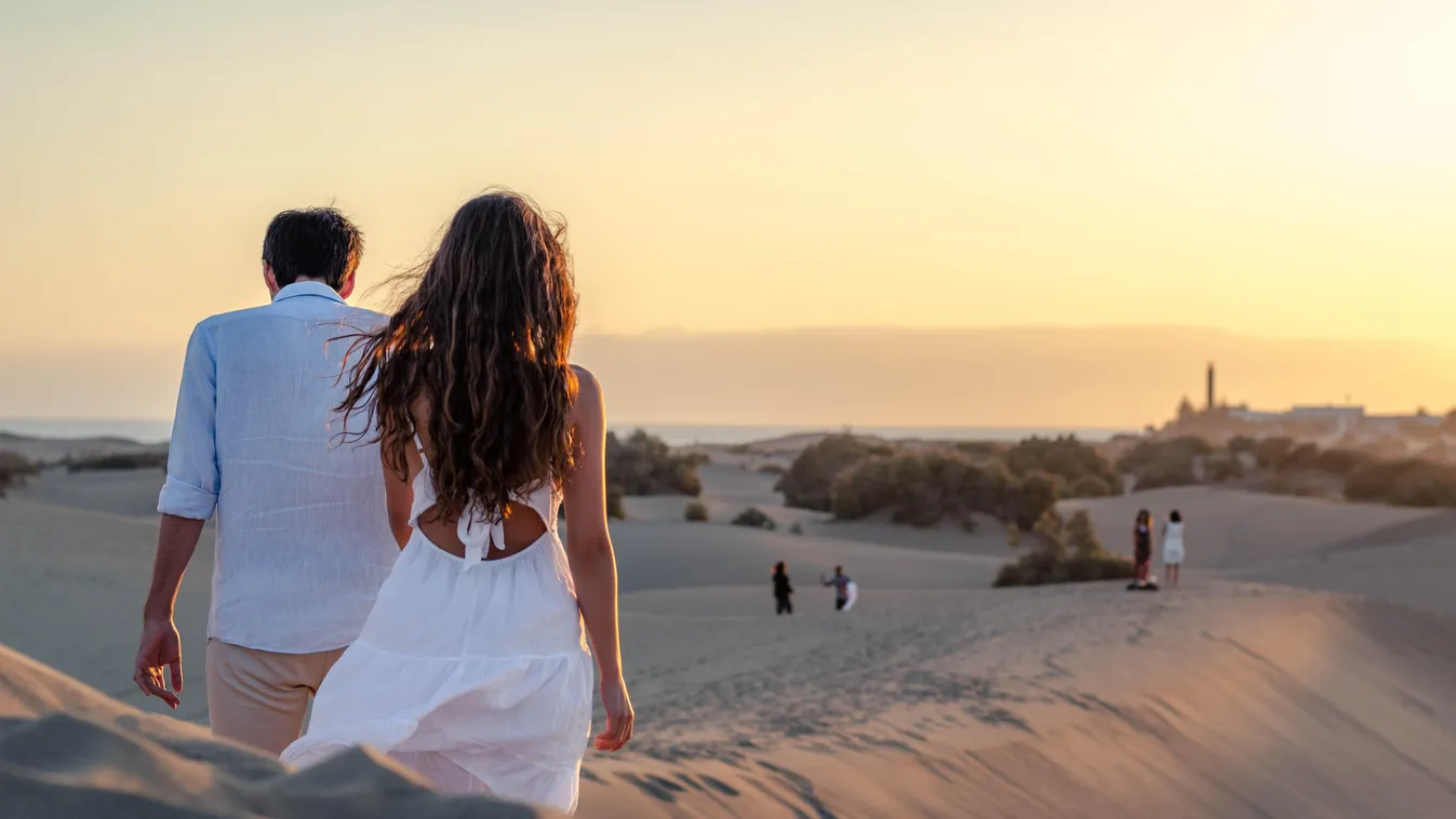 Maspalomas Gran Canaria Kanári-szigetek homokdűne naplemente 