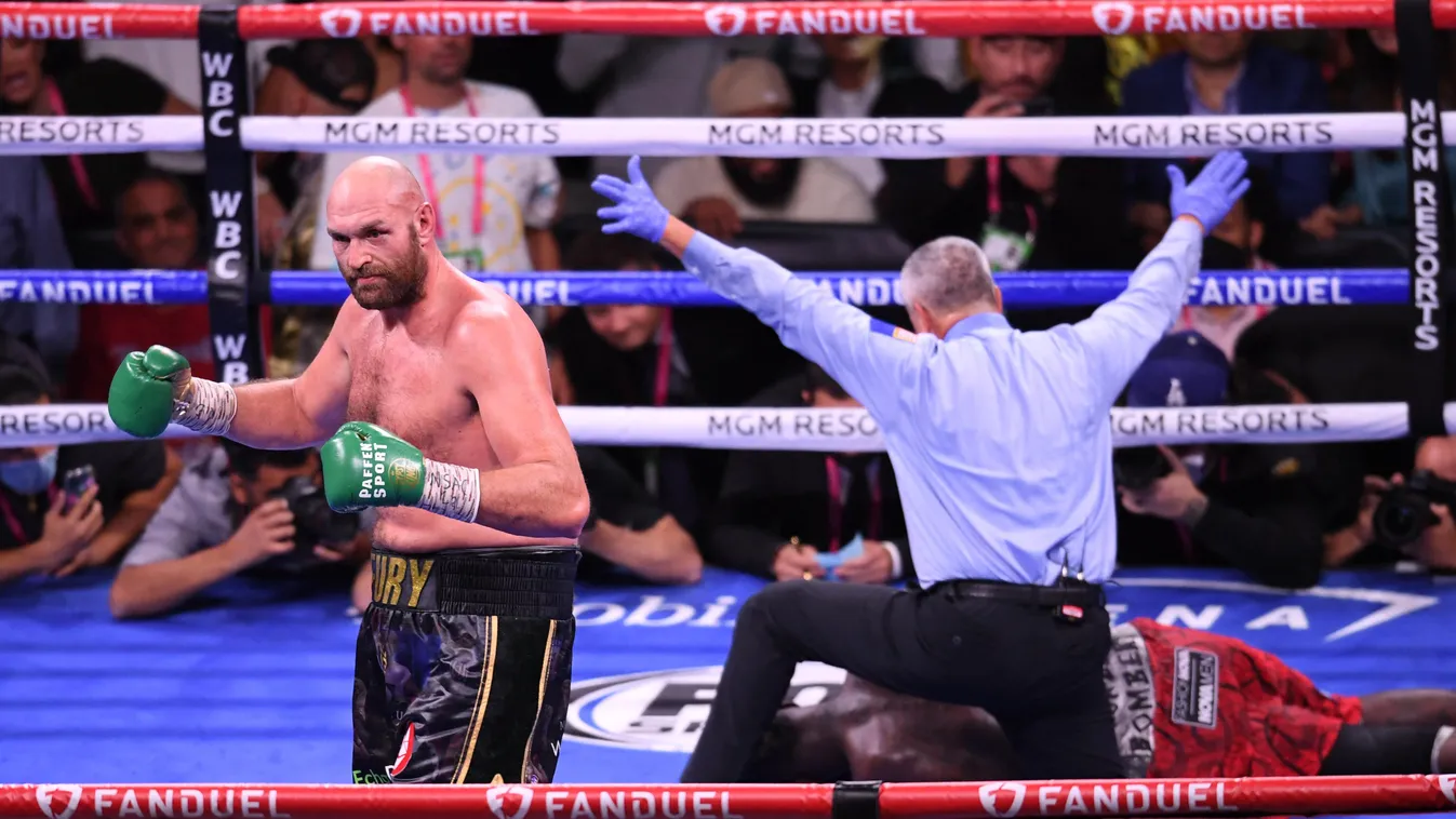 Heavyweight boxing: WBC champion Tyson Fury defends title against Deontay Wilder TOPSHOTS Horizontal BOXING FALL KNOCKOUT 