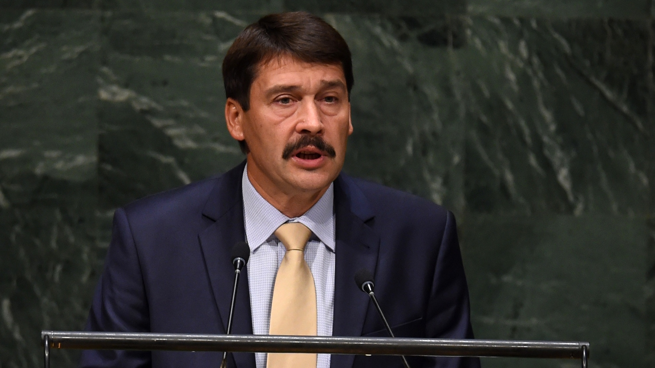 Horizontal Janos Ader, President of Hungary, addresses the 69th Session of the UN General Assembly September 25, 2014 in New York.    AFP PHOTO /  Timothy A. CLARY / AFP PHOTO / TIMOTHY A. CLARY 