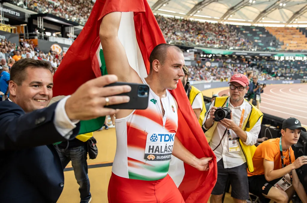 Atlétikai vb, Atlétikai Világbajnokság, World Athletics, Szabadtéri atlétikai világbajnokság, Budapest, 2023. 08. 20., férfi kalapácsvetés, döntő, Halász Bence, örömképek 