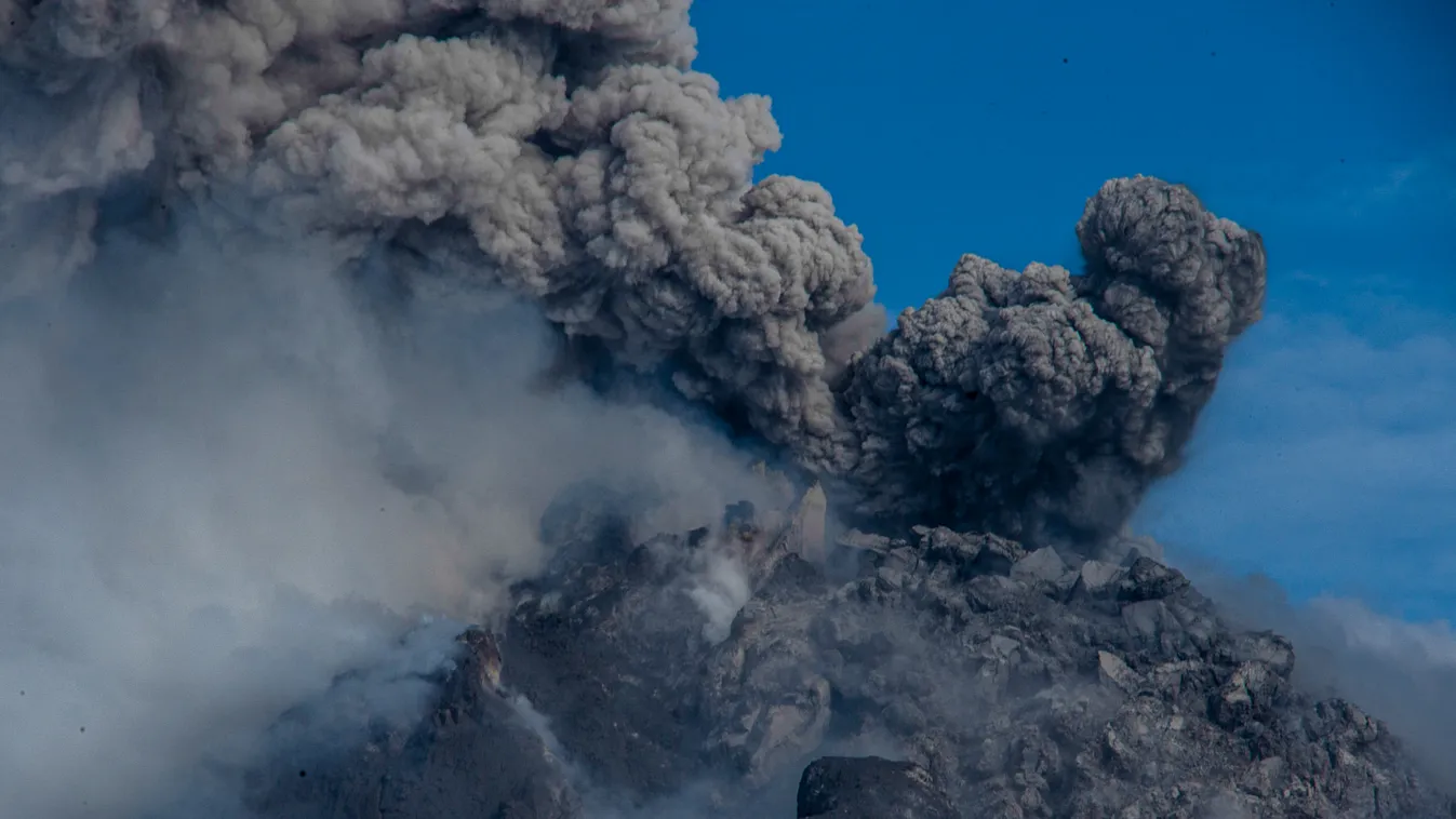 Indonesia Volcano Eruption environmental disaster sky mountains fog view nature volcano eruption ash smoke Horizontal 