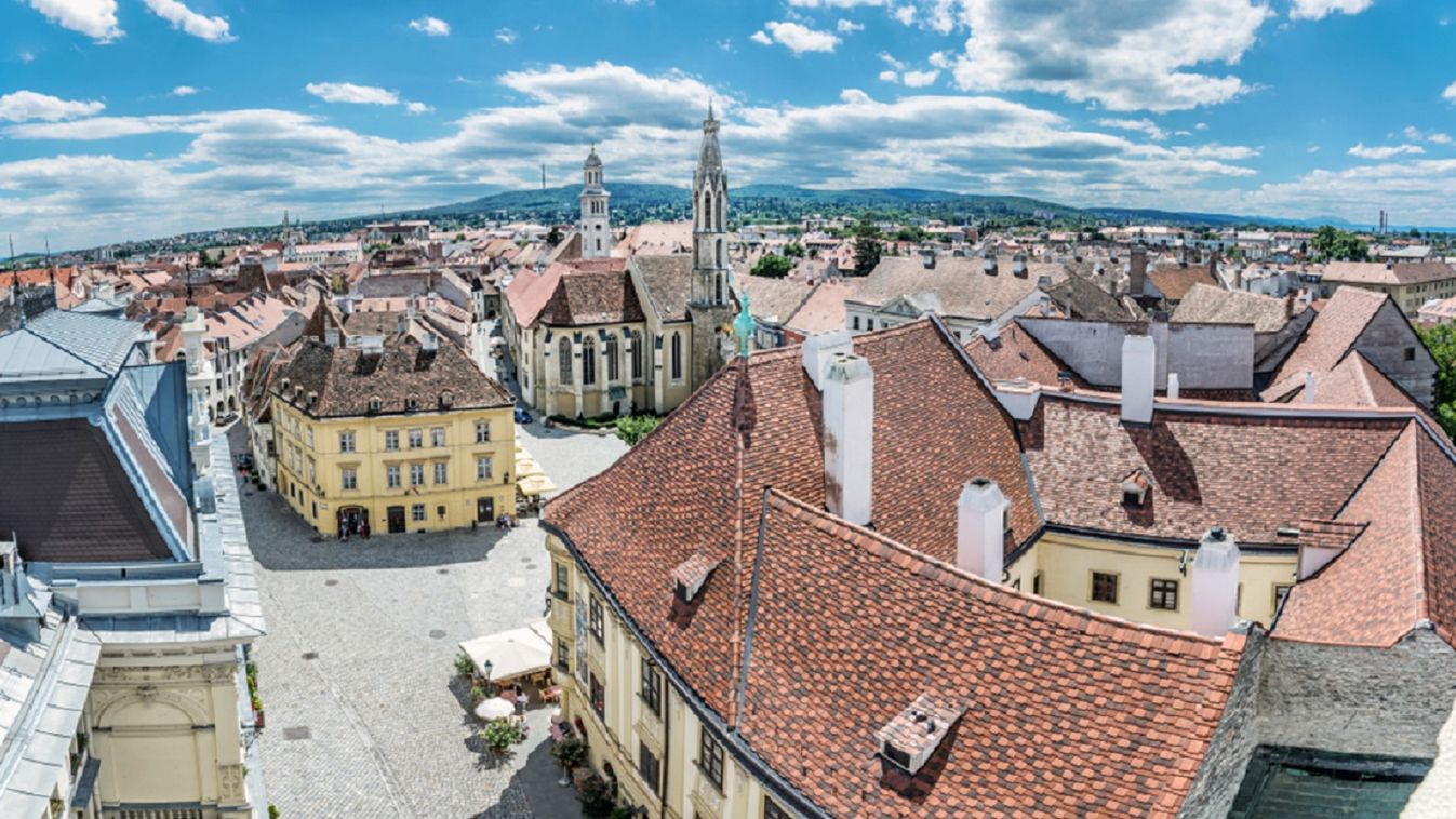 Sopron történelmi belváros felülnézet 