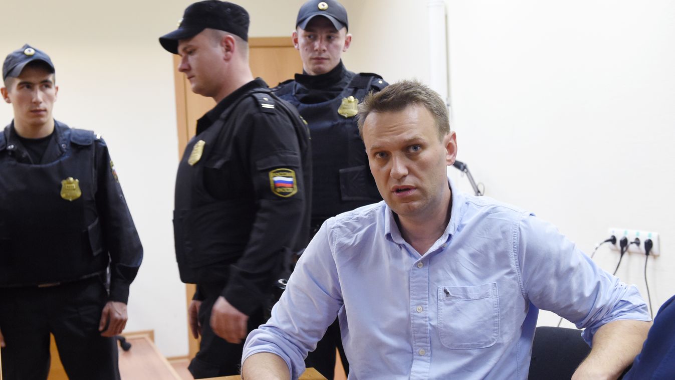 politics Horizontal Russian opposition leader Alexei Navalny speaks after a hearing in a court in Moscow, late on June 12, 2017. 
A Russian court sentenced Kremlin critic Alexei Navalny to 30 days behind bars.  / AFP PHOTO / VASILY MAXIMOV 