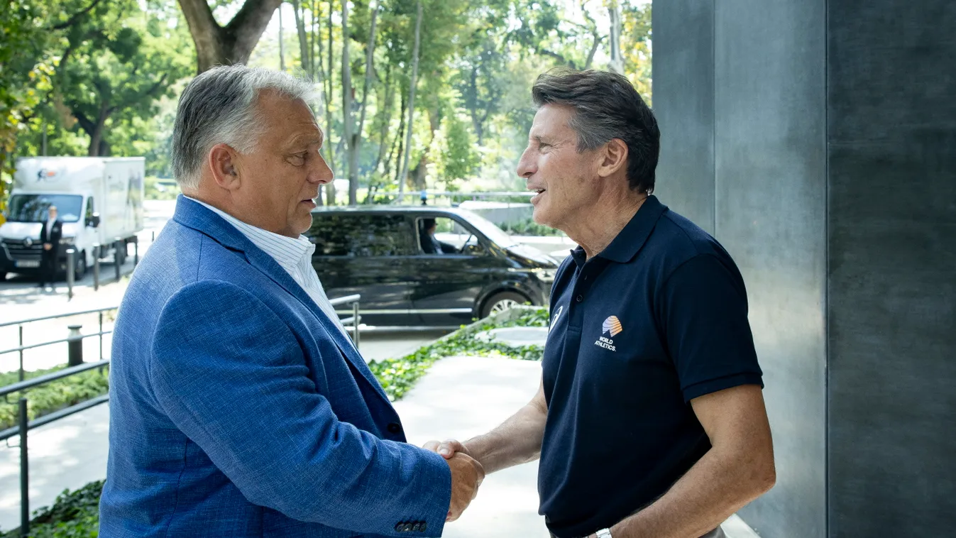 Atlétikai vb, Atlétikai Világbajnokság, World Athletics, Szabadtéri atlétikai világbajnokság, Nemzeti Atlétikai Központ, Budapest, 2023.08.26., COE, Sebastian; ORBÁN Viktor 