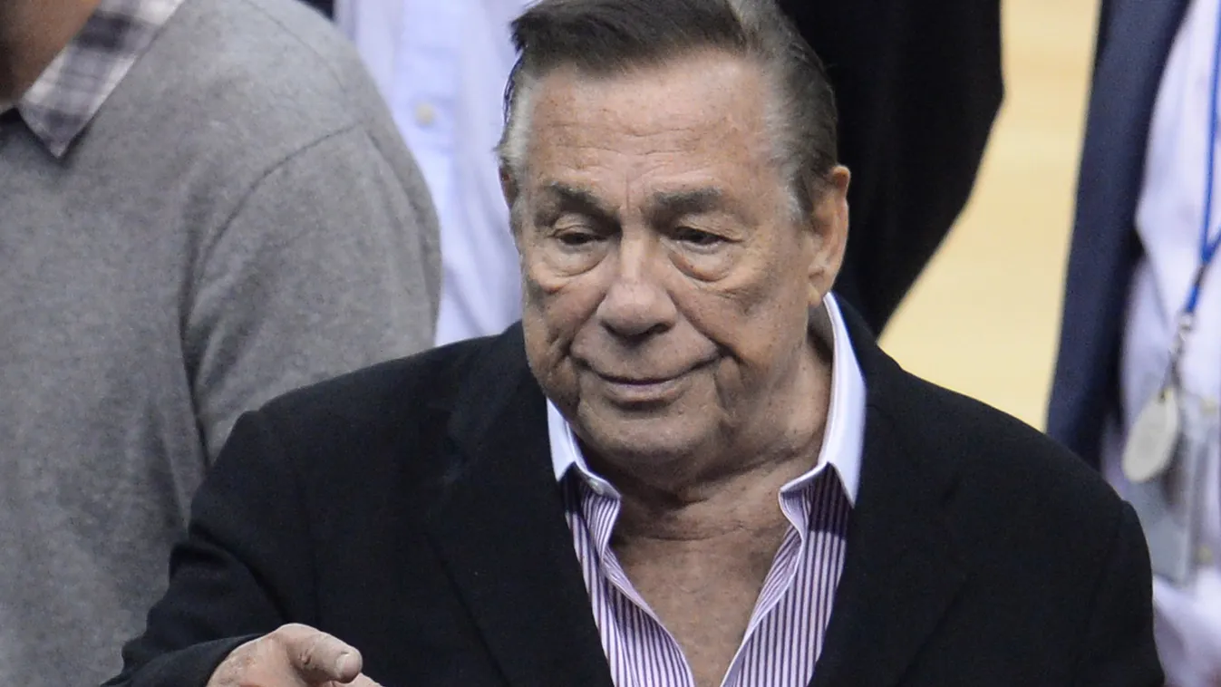 PORTRAIT POINTING FINGER Los Angeles Clippers owner Donald Sterling attends the NBA playoff game between the Clippers and the Golden State Warriors on April 21, 2014 at Staples Center in Los Angeles, California. The NBA banned Sterling for life for "deepl