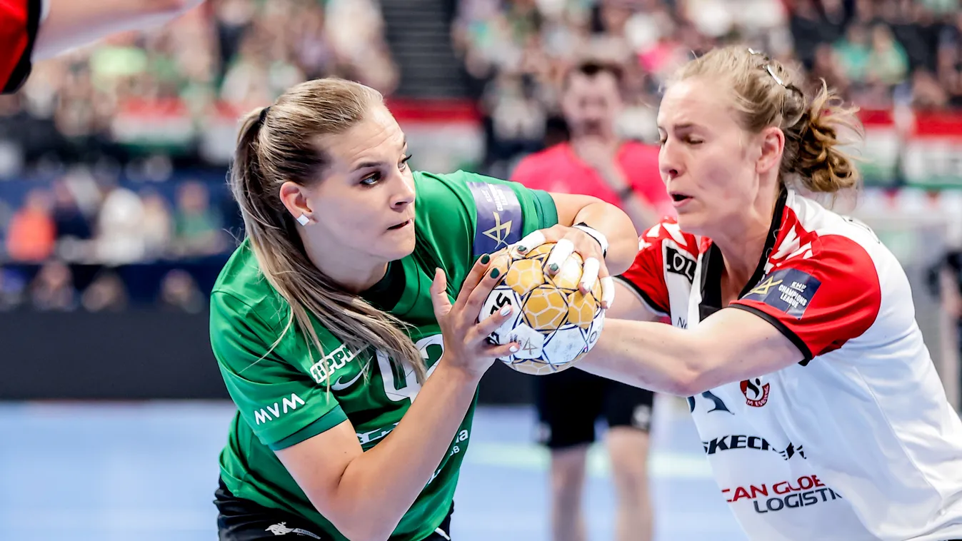 női kézilabda BL Final Four Budapest, MVM Dome,  női kézilabda,  Bajnokok Ligája négyes döntő, 2023,  EHF FINAL4 WOMEN 2023, Győr, győri szurkolók, FTC-Rail Cargo Hungaria–Team Esbjerg 