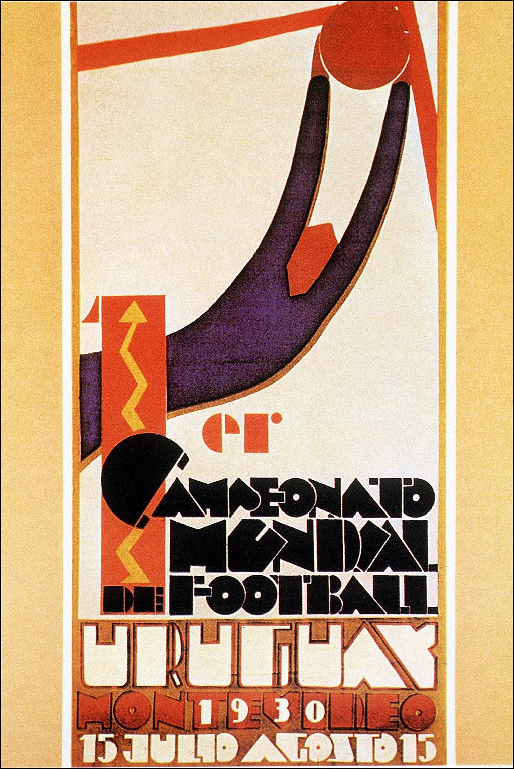 Labdarúgó-világbajnokság, labdarúgóvébé, futballvébé, labdarúgás, hivatalos plakát, poszter, 1930, Uruguay 