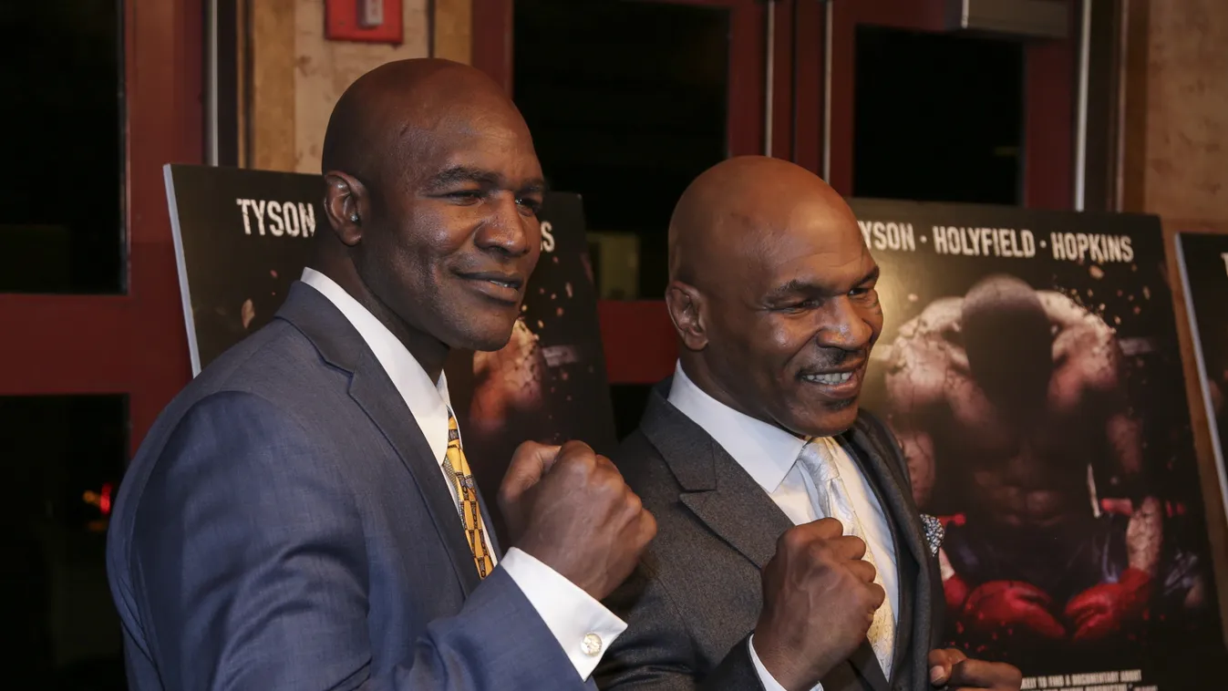 Mike Tyson poses Champs screening Village East Cinema New York City New  York USA United States Evander Holyfield SQUARE FORMAT 